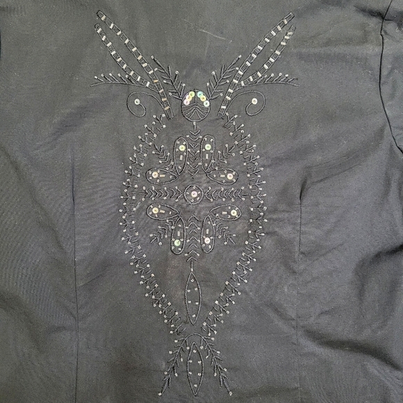 [NWOT] Black Bead/Sequin Elaborate Shirt/Blouse Snap Button Size 4 BCBG MAXAZRIA - Picture 4 of 12